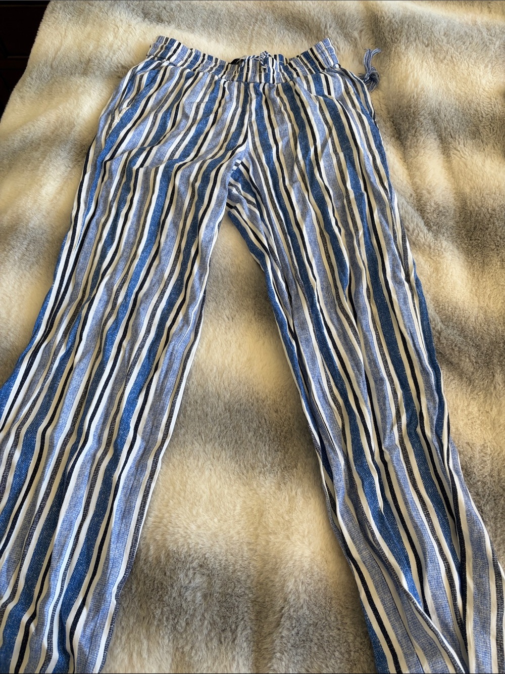 Liverpool Blue and White Striped Straight Leg Pants